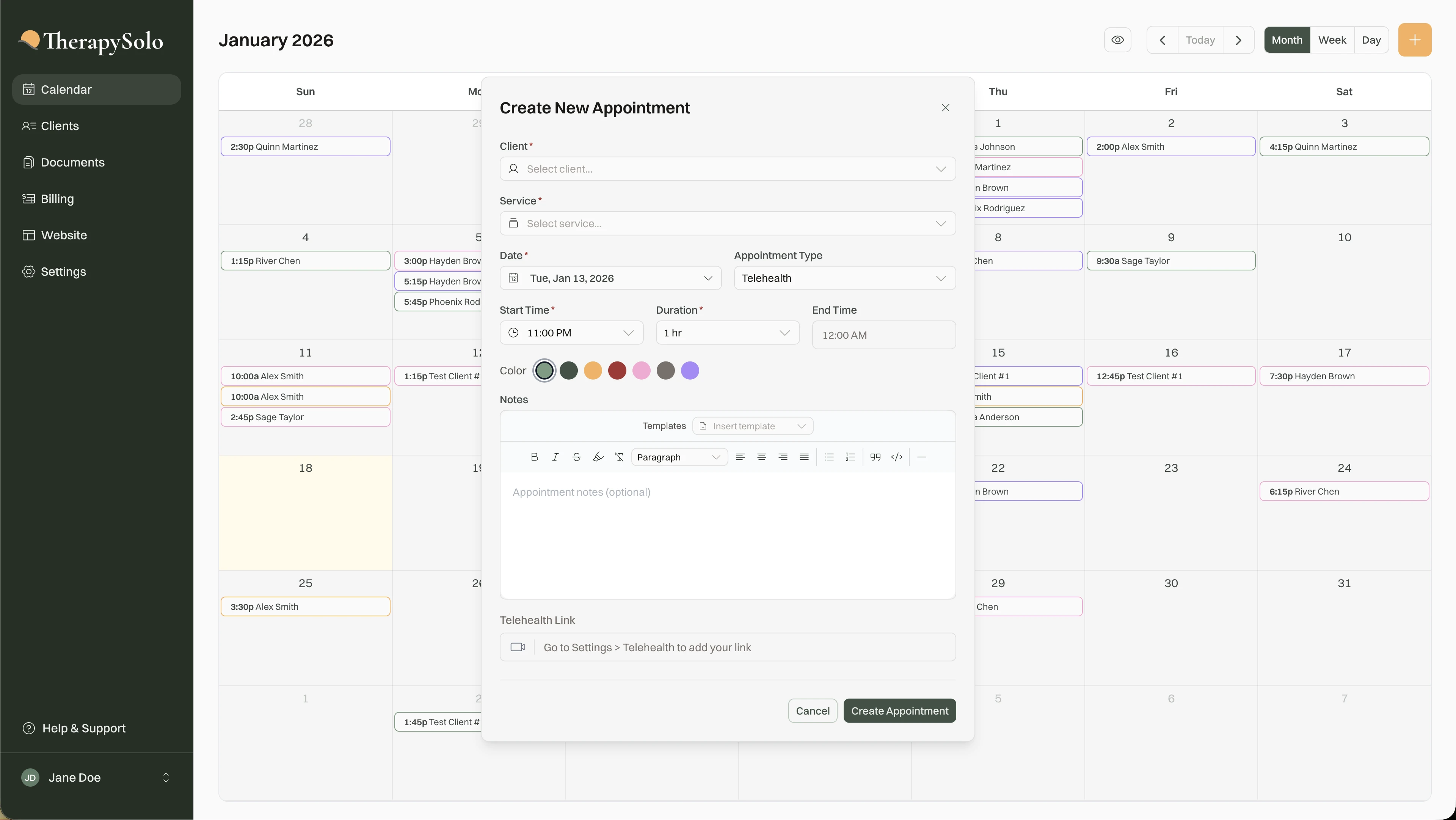 TherapySolo Dashboard